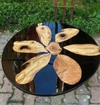 Unique Black Epoxy Coffee Table With Elegant Wood Design Handmade Art & Cafe Dec. Fixed Price $299.20.