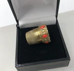 Solid Silver Thimble Gilded Stone Set Italian Approx Size Boxed. C1960. Fixed Price $60.41.