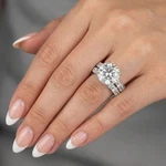 14K Gold Side Stone Engagement Ring Set 8.03 Carat Round Lab-grown Diamond F VS2. Fixed Price $5927.80.