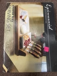 Epicureanist Cheese Tray Bamboo W/ceramic Dish 3 Knives, 1 Fork,. Fixed Price $35.99.