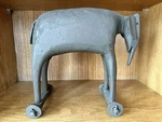 Wood Sculpture Elephant On Wheels Quebec Artist Michel Fortin. Fixed Price $500.00.