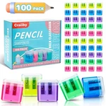 100 Pack Pencil Sharpeners Bulk - Colored Handheld Crayon Double Hole .... Fixed Price $33.39.