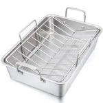 Stainless Steel Roasting Pan With Rack Set Cooking Turkey Chicken Or Lasagna. Fixed Price $65.05.