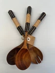 Nwt Of 3 -mud Pie Wooden Salad Fork And 2 Spoons Serving Utensil Set-woven. Fixed Price $10.20.