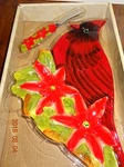 New Cardinal Serving Plate Spreader Cypress Home Ceramic Cheese Dip Poinsettias. Fixed Price $27.18.