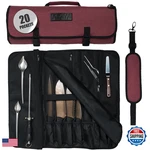 Asaya Chef Knife Roll Bag - 20 Total Pockets For Knives And Kitchen Utensils. Fixed Price $66.48.