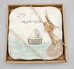 Mud Pie Serving Plate & Spreader Knife Free The Sea Sailboat Stoneware. Fixed Price $18.99.