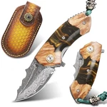 Handmade Japanese Damascus Steel Pocket Knife.men's Women's Edc Folding K.... Fixed Price $99.05.
