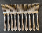 Rogers Xii Vintage Silverplated Flatware Set Of Ten Heraldic Patrn Dinner Forks. Fixed Price $28.00.