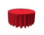 La Linen 120 In. Round, Red Polyester Poplin Tablecloth. Fixed Price $31.99.