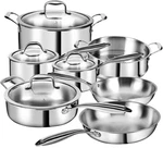 3 Ply Stainless Steel 11-PIECE Cookware Set With Lids, Pots And Pans Kitchen .... Fixed Price $192.99.