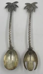 Silver Plated Godinger Palm Tree Salad Serving Set Spoon Fork Slotted. Fixed Price $15.95.
