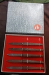 Vintage 5 Dreizack Solingen Germany Obstmesser Palisander Knives, W/ Box. Fixed Price $30.00.