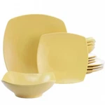 Gibson Home Zen Buffetware 12 Piece Square Fine Ceramic Dinnerware Set Matte. Fixed Price $37.94.