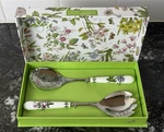 Portmeirion Botanic Garden Salad Servers Porcelain & Stainless Steel Gift Box. Fixed Price $19.95.