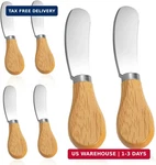 6 Pcs - Cheese Knife Set With Wooden Handle, Stainless Steel Butter Spreader For. Fixed Price $10.82.