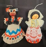 2 Vtg Cardboard Cone W/bead Heads Ornaments Italy American Indian. Fixed Price $18.00.